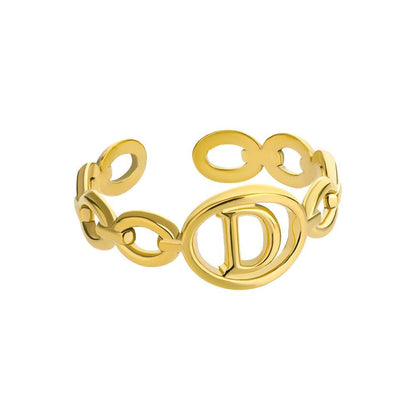 Hollow Loop Ring in gold with customizable initial.