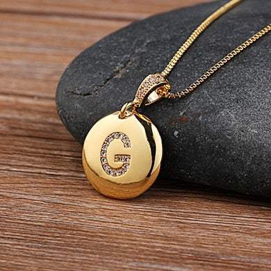 YourLetter Jeweled Pendant Chain with letter pendant on gold chain.