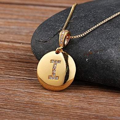 YourLetter Jeweled Pendant Chain with gold color and imitation gem-encrusted letter.