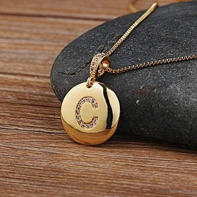 Gold chain with a jeweled letter pendant, YourLetter Jeweled Pendant Chain.