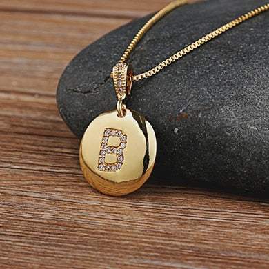 Gold chain with jeweled letter pendant, YourLetter Jeweled Pendant Chain.