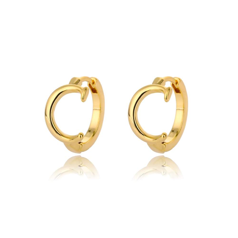 Gold initial loop earrings with customizable letters A-Z.