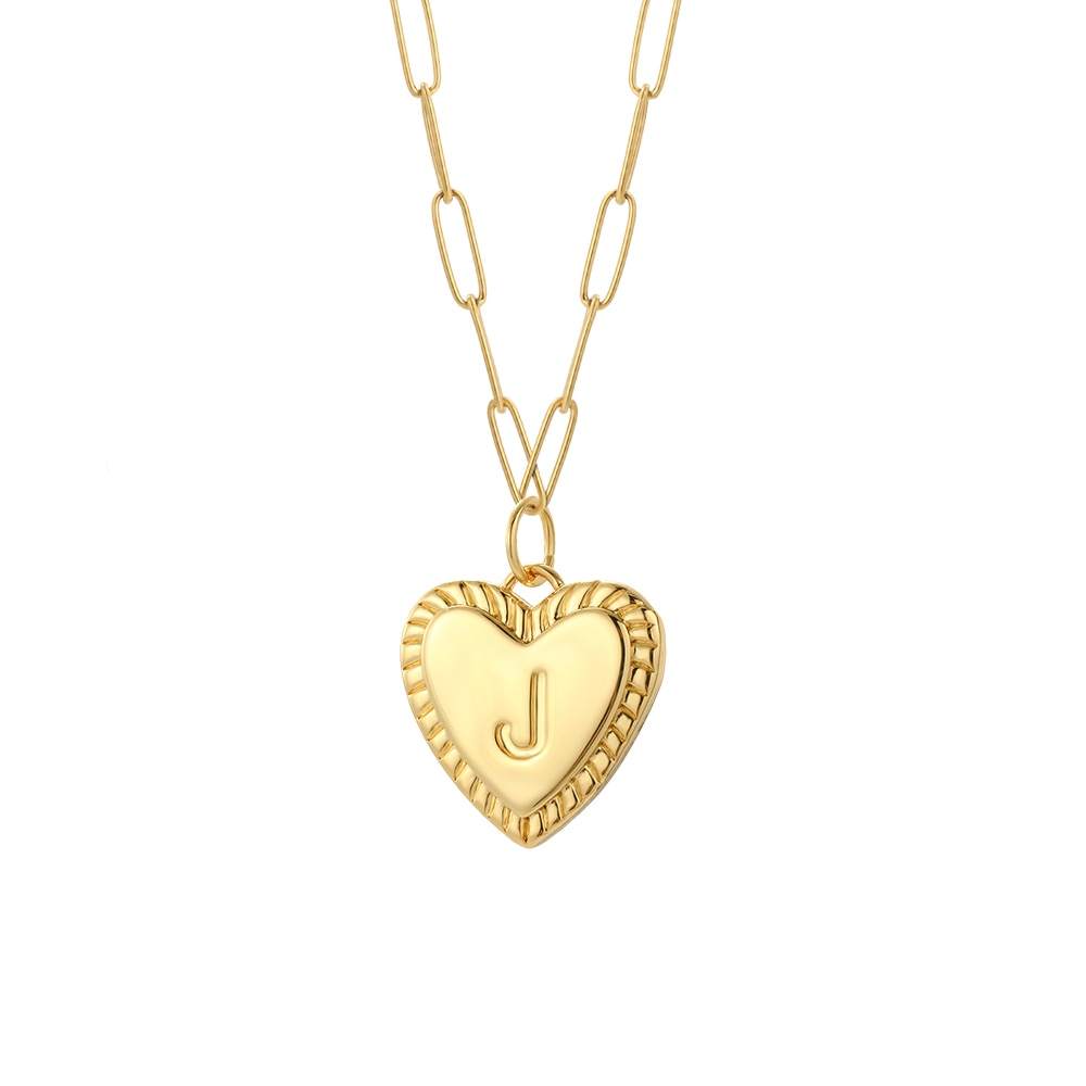 Gold YourLetter Heart Necklace with customizable letter design.