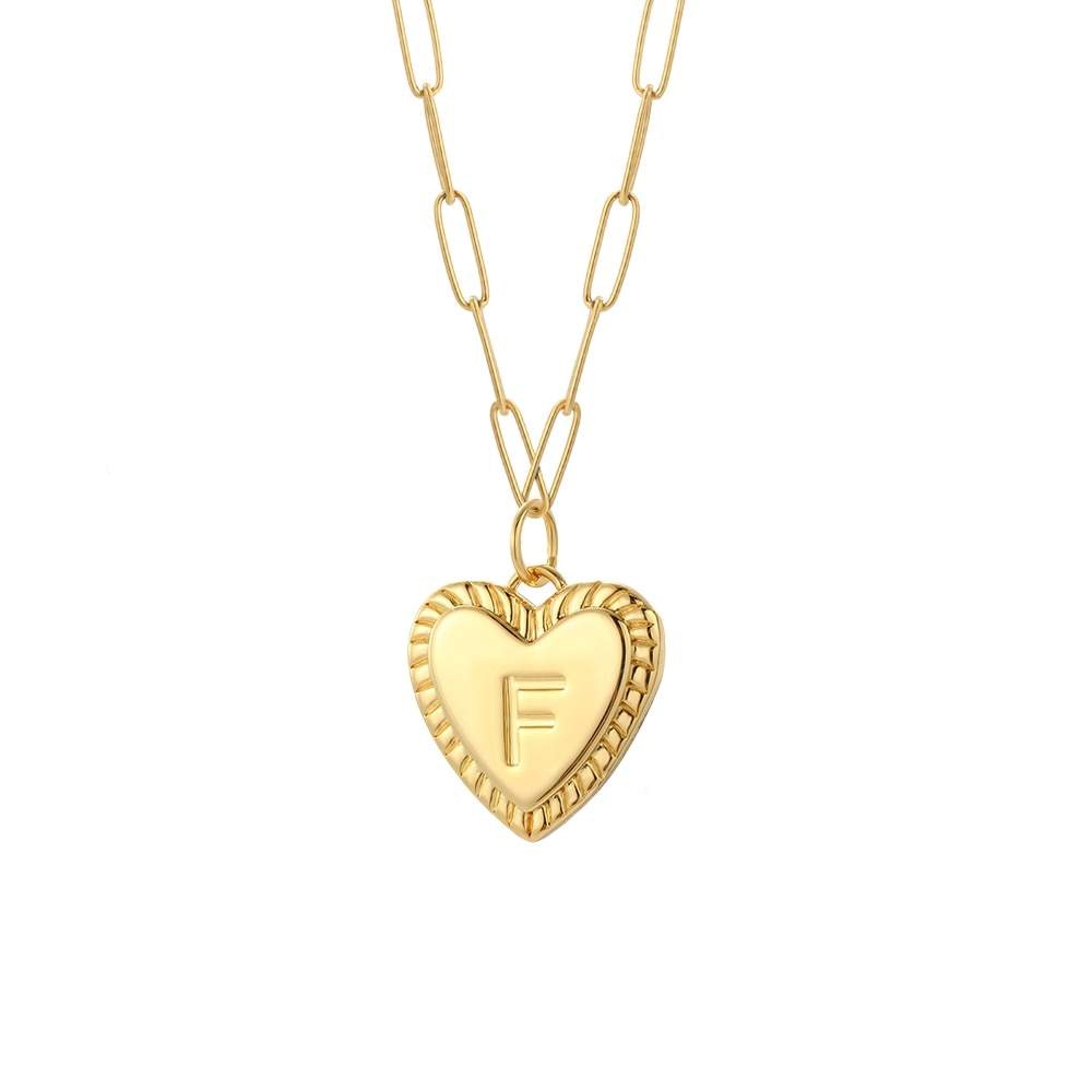 Elegant gold-colored YourLetter Heart Necklace with customizable letter design.