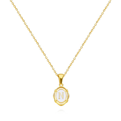 Framed YourLetter Enamel Necklace with gold finish and customizable letter charm on a 45cm chain.